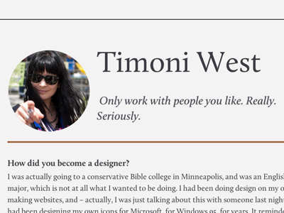 Interview with Timoni West