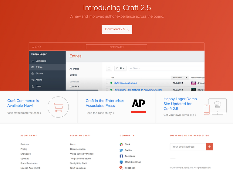 Craft CMS Home Page by Ryan Nordyke for Dreamten on Dribbble