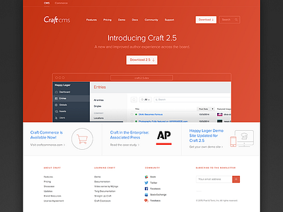 Craft CMS Home Page cms craft homepage marketing red ui web