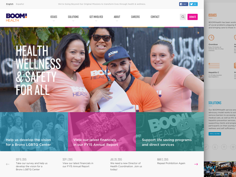 BOOM!Health Website Redesign new york color marketing web health