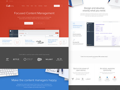 Craft CMS Homepage Redesign cms content craft design developers homepage marketing red ui web
