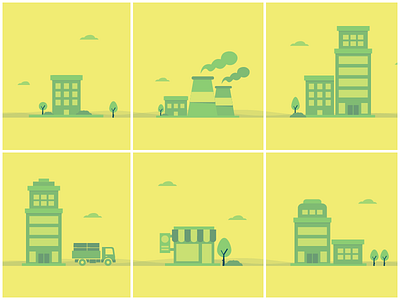 some buildings buildings design digital flat graphic icon illustrations