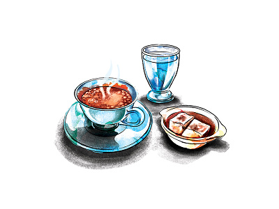 Turkish Coffee, Turkish delight, water