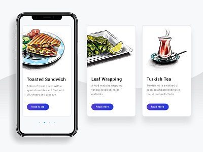 Turkish Foods app design graphic illustration info card iphonex typography ui ux web design