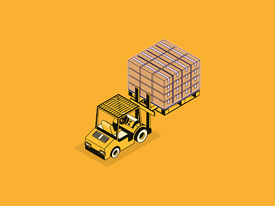 Fork Lift digital graphic illustration isometric draw isometric illustration ui web