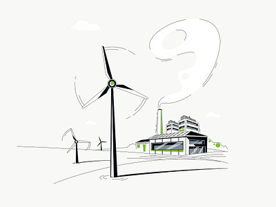 Wind Turbine design digital flat flat design graphic illustration painting vector web website