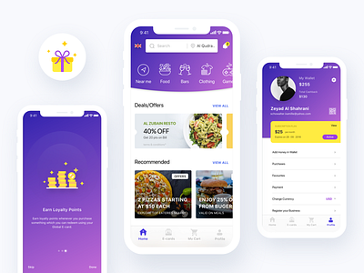 Deals App app bright clean deals design earn flat illustration loyalty offers points rewards typography ui ux visual