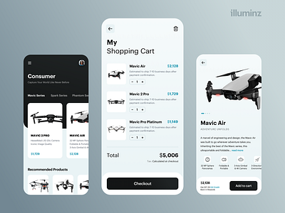 Drone Store App Concept app cart clean delivery app design dji drone drones eccomerce flat interface iphone app mobile mobile app design technology typography ui uiux user interface ux