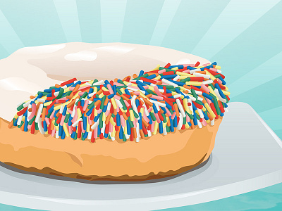 The Glory Of Donut breakfast colors design dessert donut graphic design icing illustration rays sprinkles