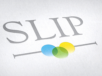 Logo for SLIP blue branding colors gray green identity interpreting logo sign language yellow