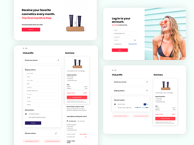 Purchase of a monthly subscription to cosmetics buy now buying design managament pay payment payments pink process products ui ui ux web app web design web development