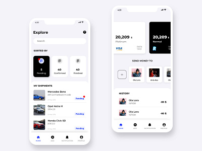 Managament App app mobile application filters iphonex managament minimalistic pay payment uidesign uiux