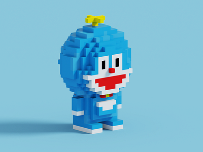 Doraemon Voxels 3d 3d art 3d artist 3d model blender character design cinema4d doraemon lego magicavoxel pixel toys vector visual design voxel voxel art voxelart voxels