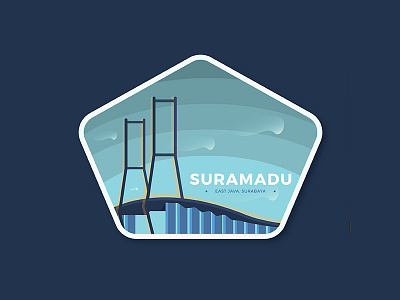 Suramadu National Bridge bagde bridge city design flat icon illustrator indonesia logo surabaya suramadu vector