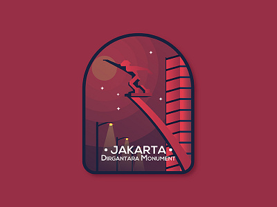 Dirgantara Monument ( Patung Pancoran ) art artwork badge badgedesign design draw graphic illustration illustrator vector