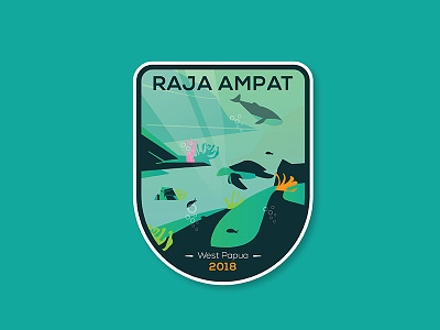 Raja Ampat art badge badge logo colorfull design illustration illustrator logo underwater vector