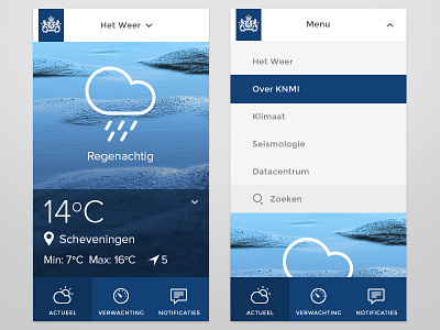 Mobile menu bottom menu drawer alternative menu weather