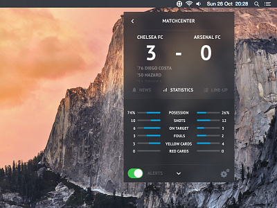 Matchcenter widget football match soccer statistics widget yosemite