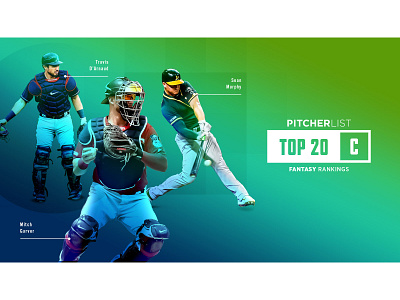Graphic for the annual pre-season positional rankings at PL fantasy baseball sports design