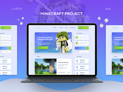 MineCraft Project Game template blue design game gradient gray green minecraft psd ui ux website