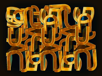 3D letter calligraphy Gold