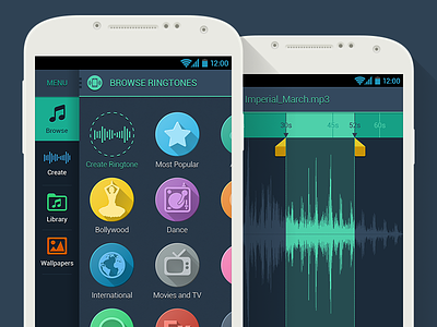Free Ringtones (Android) android app application design designer experience flat interface mobile ui user ux