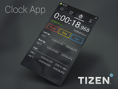 Clock App for Tizen OS app application clock design designer flat mobile tizen ui ux