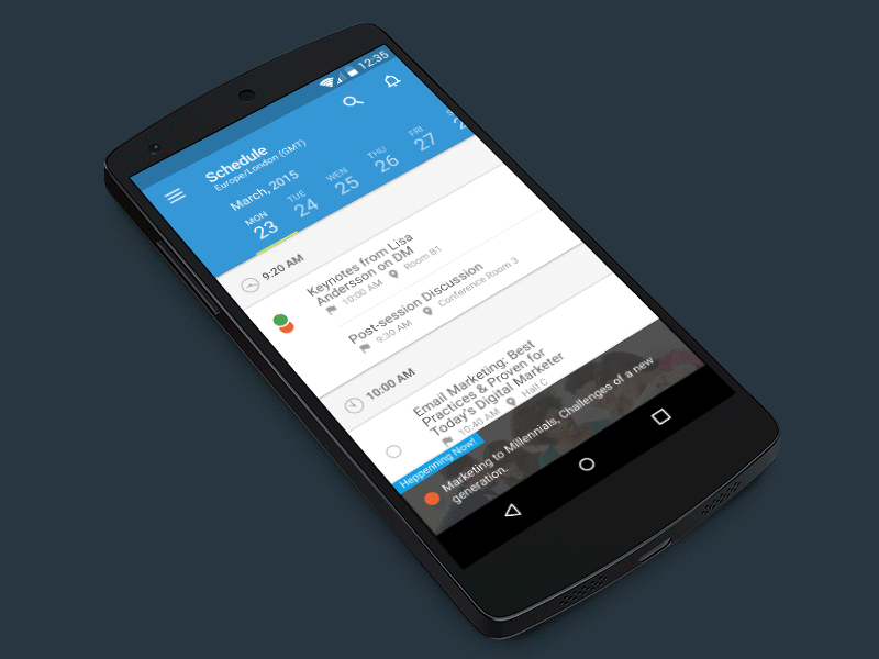 Schedule screen (Android)