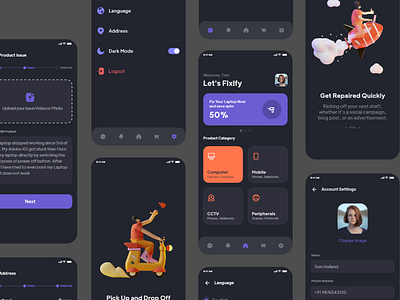 Fixify Dark Theme dark dark ui ios repair sunny thecruze ui ui design uiux