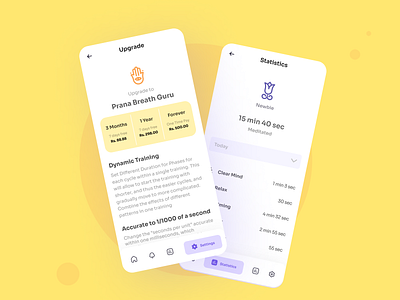 Meditation Upgrade and Statistics ios iosapp mobile mobile ui statistics sunny thecruze ui uidesign uiux upgrade