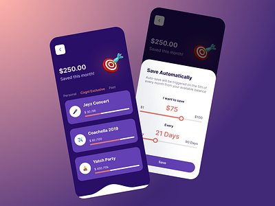 Money Saving ios ios app save save money saving sunny thecruze swipe uidesign uiux uiuxdesign