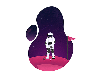 Ready to take shot on Dribbble planet astronaut debut golf gradient planet space stars