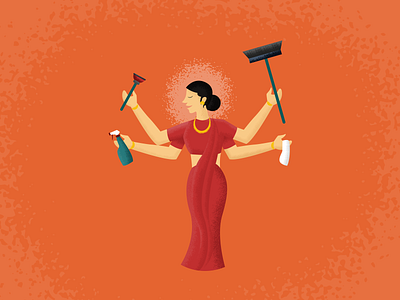 Cleaning Goddess cleaning diwali goddess illustration illustrator indian culture