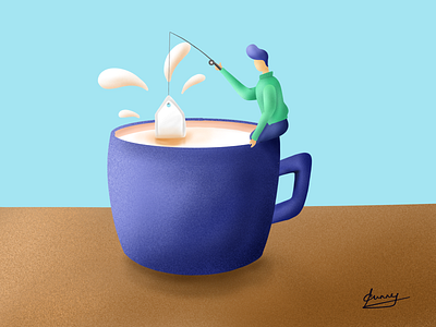 Bed Tea - ( 9/100 ) Daily Illustration Challenge apple pencil brush character color cup design illustration ipad paint procreate sunny thecruze tea