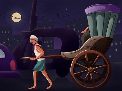 Rickshaw Puller character illustration