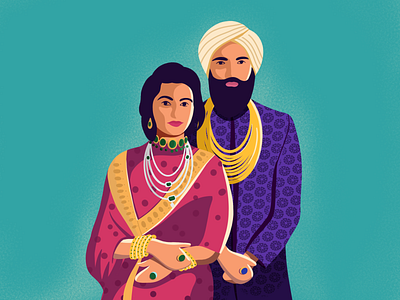 Royal Indian couple brush character color couple design illustration india indian jewellery royal sunny thecruze