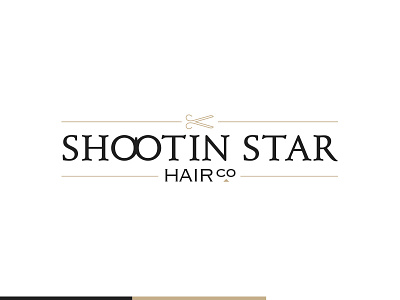 Shootin Star Hair Co. hair cut logo logotype scissors tan