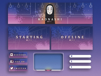 Kaonashi Spirited Away - Twitch Design/Overlay chihiro design designer freelance designer graphic design illustration illustrator kaonashi no face spirited away twitch twitch design