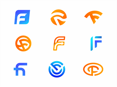 Flat Logo Concept apps chrome extension communication design experience f monogram flat icon interface logo symbol mark world