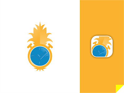 1440 Logo App app branding clock icon lifestyle logo minimalist pineapple software time