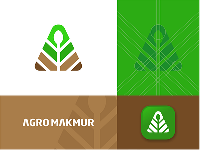 Agro Makmur agriculture brand branding crops design farming green growth identity leaf leaves logo logo design modern logo symbol