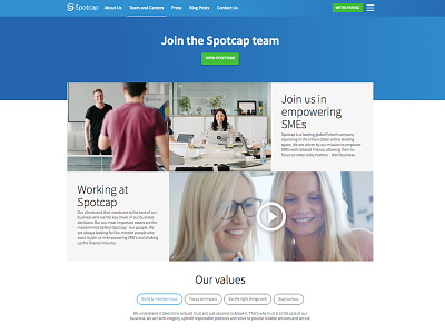 Spotcap Careers brand corporate fintech hiring web design