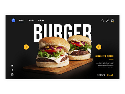 Burger banner design mobile app ux