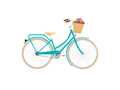 City bike with basket of flowers design illustration vector
