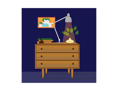 Small cabinet at night design illustration vector