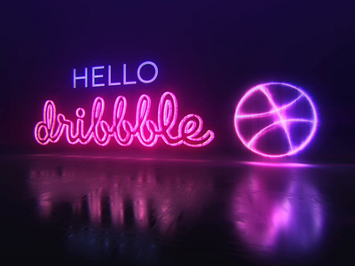Hello Dribbble! 80s animation basketball design dribbble dribbble debut first shot hello dribbble motion design neon retro typography