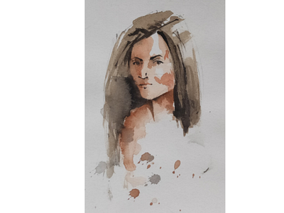 Young lady watercolor lady abstract