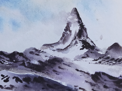 Snowy mountains watercolor snowy mountains