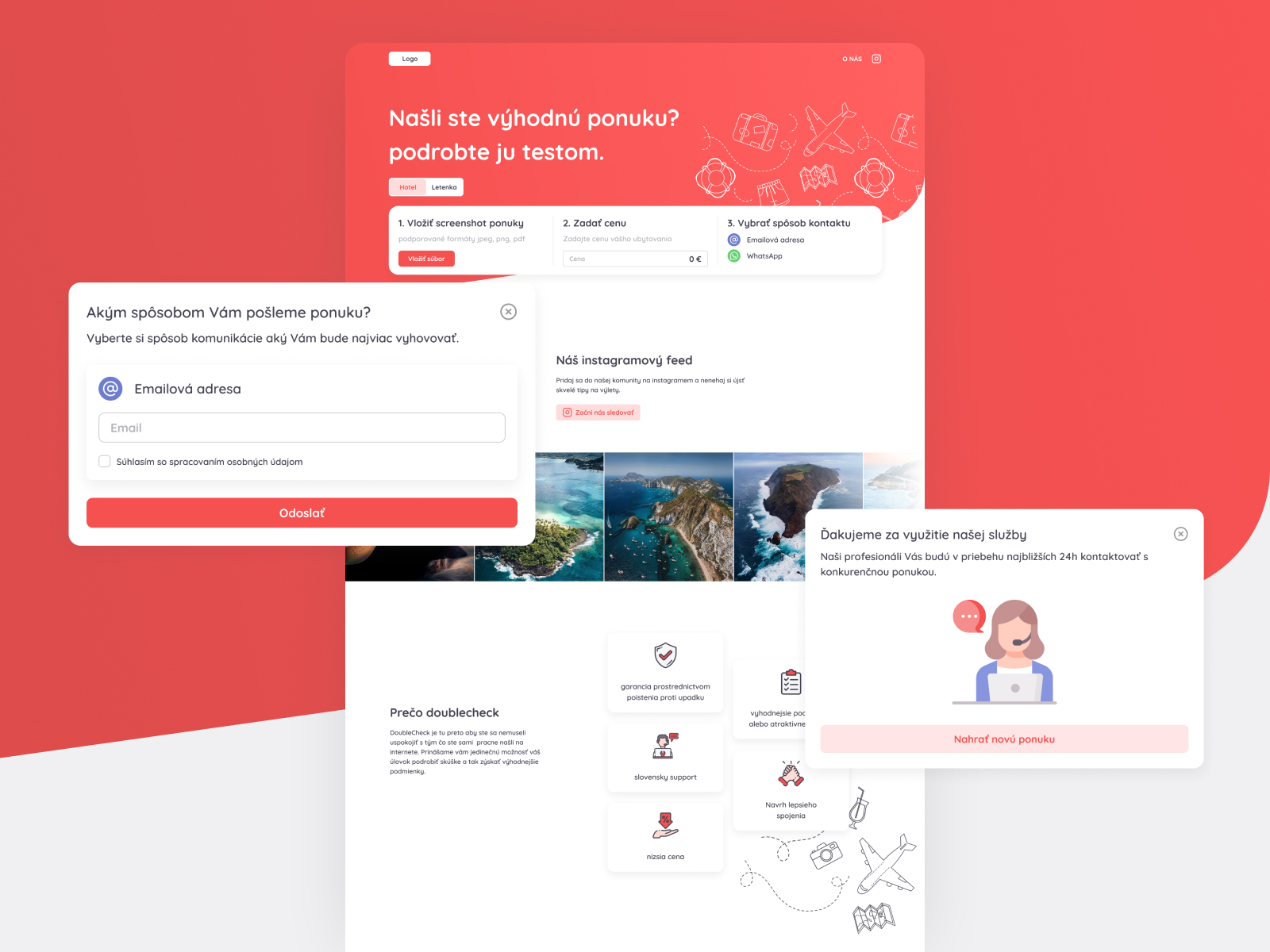 Landing page with dialogs for Doublecheck by stefan atanasov on Dribbble