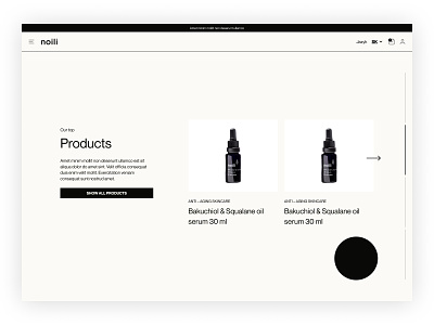 Noili Eshop - Product section beauty clean design eshop graphic design interface market modern oil product skin ui user experience user interface ux webdesign